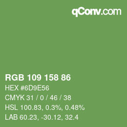 Color code: RGB 109 158 86 | qconv.com