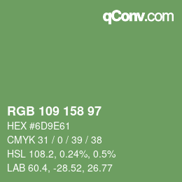 Color code: RGB 109 158 97 | qconv.com