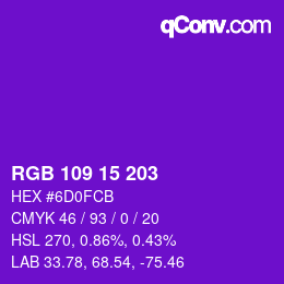 Color code: RGB 109 15 203 | qconv.com