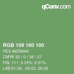 Color code: RGB 109 160 100 | qconv.com