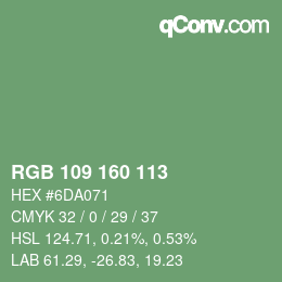 Color code: RGB 109 160 113 | qconv.com