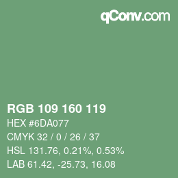 Color code: RGB 109 160 119 | qconv.com