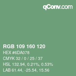 Color code: RGB 109 160 120 | qconv.com