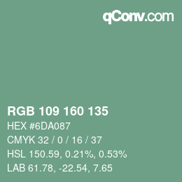 Color code: RGB 109 160 135 | qconv.com