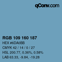 Color code: RGB 109 160 187 | qconv.com