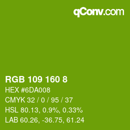 Color code: RGB 109 160 8 | qconv.com