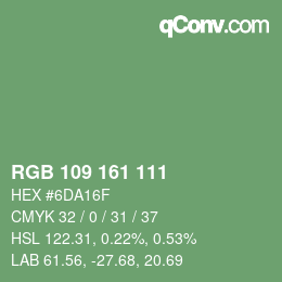 Color code: RGB 109 161 111 | qconv.com