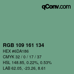 Color code: RGB 109 161 134 | qconv.com