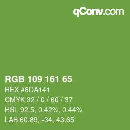 Color code: RGB 109 161 65 | qconv.com