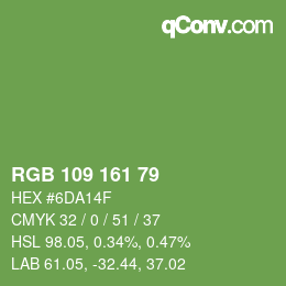 Color code: RGB 109 161 79 | qconv.com