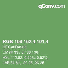 カラーコード: RGB 109 162.4 101.4 | qconv.com