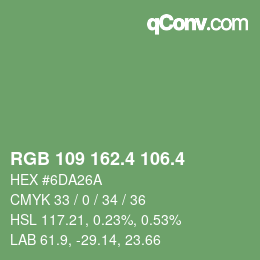 カラーコード: RGB 109 162.4 106.4 | qconv.com