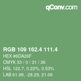 カラーコード: RGB 109 162.4 111.4 | qconv.com