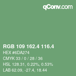 カラーコード: RGB 109 162.4 116.4 | qconv.com