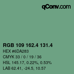 カラーコード: RGB 109 162.4 131.4 | qconv.com