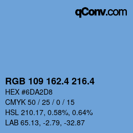 カラーコード: RGB 109 162.4 216.4 | qconv.com