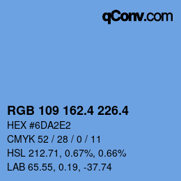 カラーコード: RGB 109 162.4 226.4 | qconv.com
