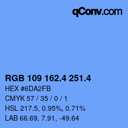 カラーコード: RGB 109 162.4 251.4 | qconv.com
