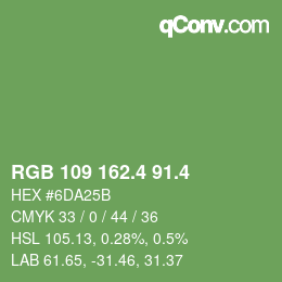 カラーコード: RGB 109 162.4 91.4 | qconv.com