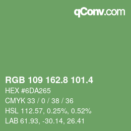 カラーコード: RGB 109 162.8 101.4 | qconv.com
