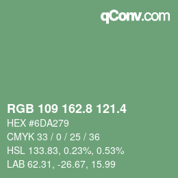 カラーコード: RGB 109 162.8 121.4 | qconv.com