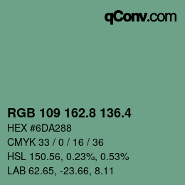 カラーコード: RGB 109 162.8 136.4 | qconv.com