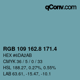 カラーコード: RGB 109 162.8 171.4 | qconv.com
