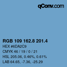 カラーコード: RGB 109 162.8 201.4 | qconv.com