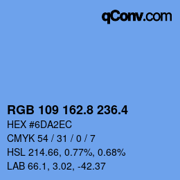 カラーコード: RGB 109 162.8 236.4 | qconv.com