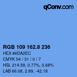 カラーコード: RGB 109 162.8 236 | qconv.com