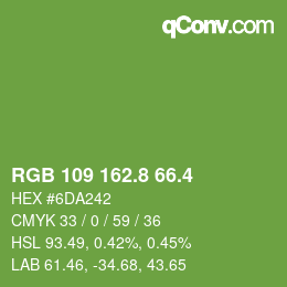 カラーコード: RGB 109 162.8 66.4 | qconv.com