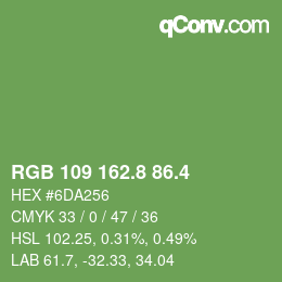 カラーコード: RGB 109 162.8 86.4 | qconv.com