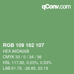 Color code: RGB 109 162 107 | qconv.com