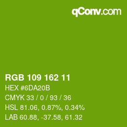 Color code: RGB 109 162 11 | qconv.com