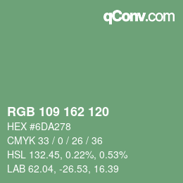 颜色代码: RGB 109 162 120 | qconv.com