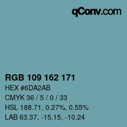 Color code: RGB 109 162 171 | qconv.com