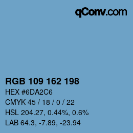 Color code: RGB 109 162 198 | qconv.com