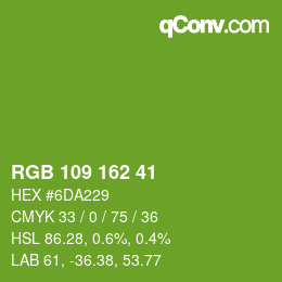 カラーコード: RGB 109 162 41 | qconv.com