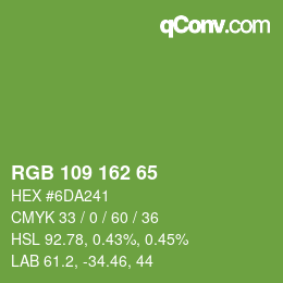 カラーコード: RGB 109 162 65 | qconv.com
