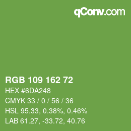 Color code: RGB 109 162 72 | qconv.com