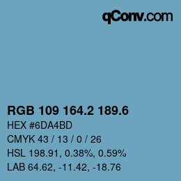 カラーコード: RGB 109 164.2 189.6 | qconv.com