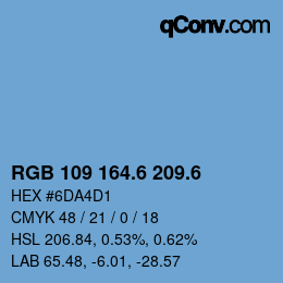 カラーコード: RGB 109 164.6 209.6 | qconv.com