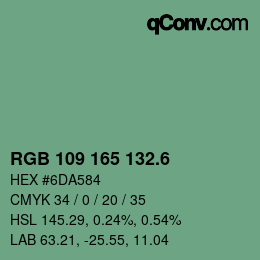 カラーコード: RGB 109 165 132.6 | qconv.com