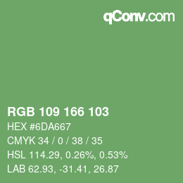 Color code: RGB 109 166 103 | qconv.com