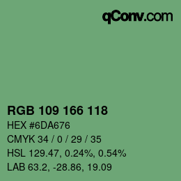 カラーコード: RGB 109 166 118 | qconv.com
