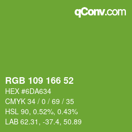 Color code: RGB 109 166 52 | qconv.com