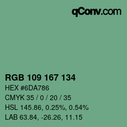 Color code: RGB 109 167 134 | qconv.com