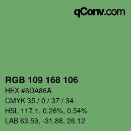 颜色代码: RGB 109 168 106 | qconv.com