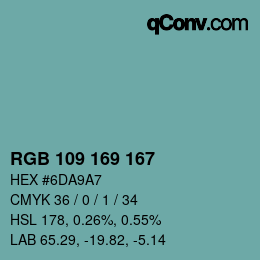 Code couleur: RGB 109 169 167 | qconv.com