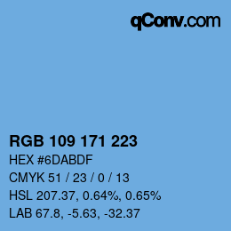 Color code: RGB 109 171 223 | qconv.com